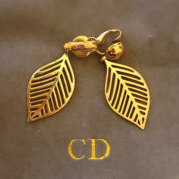 Christian Dior Leaf Earrings.